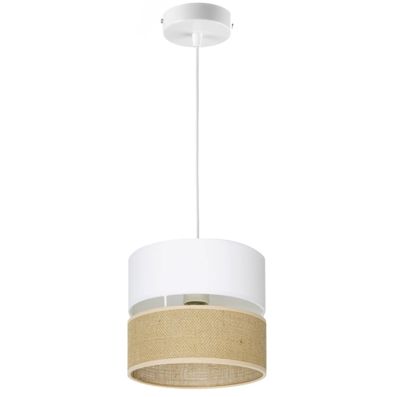 LAMPA WISZĄCA SUFITOWA JUTA BIAŁA JUTOWA DUO PASY BOHO