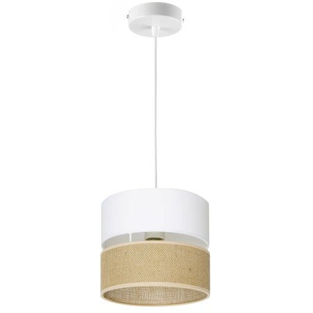 LAMPA WISZĄCA SUFITOWA JUTA BIAŁA JUTOWA DUO PASY BOHO