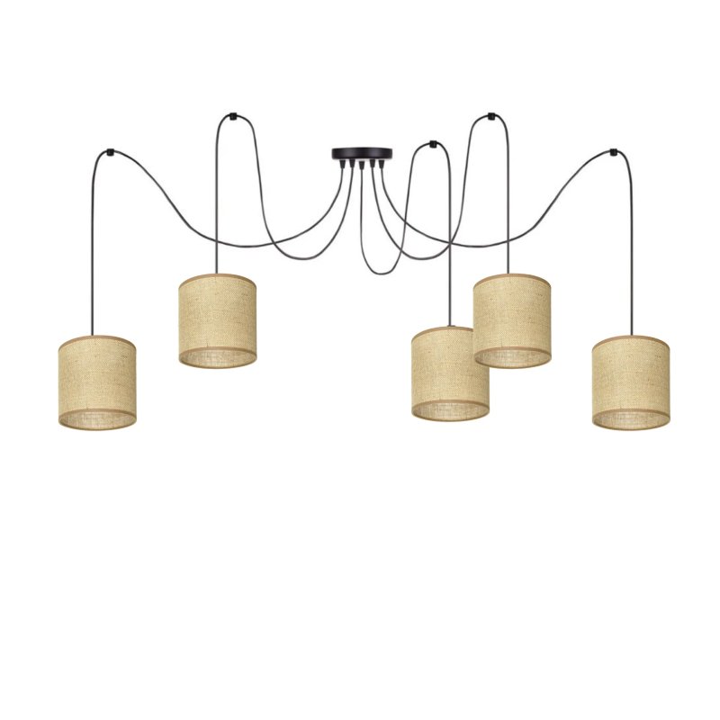 LAMPA WISZĄCA SPIDER ŻYRANDOL ETNO BOHO JUTOWY