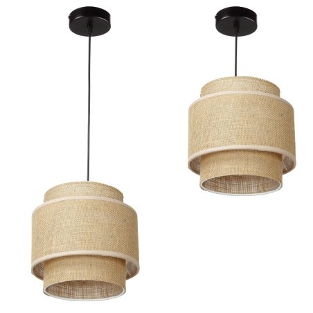 LAMPA WISZĄCA SUFITOWA JUTA BOHO JUTOWA PODWÓJNA