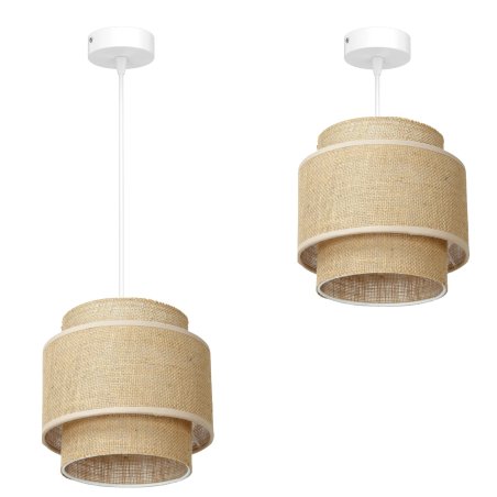 LAMPA WISZĄCA SUFITOWA JUTA BOHO JUTOWA PODWÓJNA