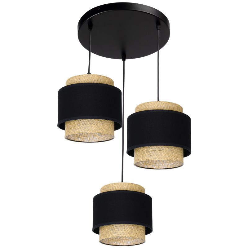 LAMPA WISZĄCA JUTA TALERZ JUTOWA PODWÓJNY ABAŻUR