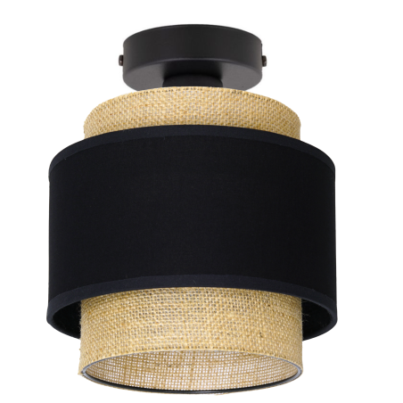 LAMPA SUFITOWA PLAFON JUTA JUTOWA PODWÓJNY ABAŻUR BOHO