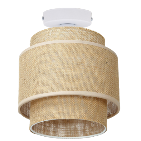 LAMPA SUFITOWA PLAFON JUTA JUTOWA PODWÓJNY ABAŻUR BOHO