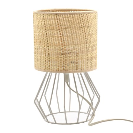 LAMPKA NOCNA STOŁOWA ABAŻUR RATAN DIAMENT E27 MINI