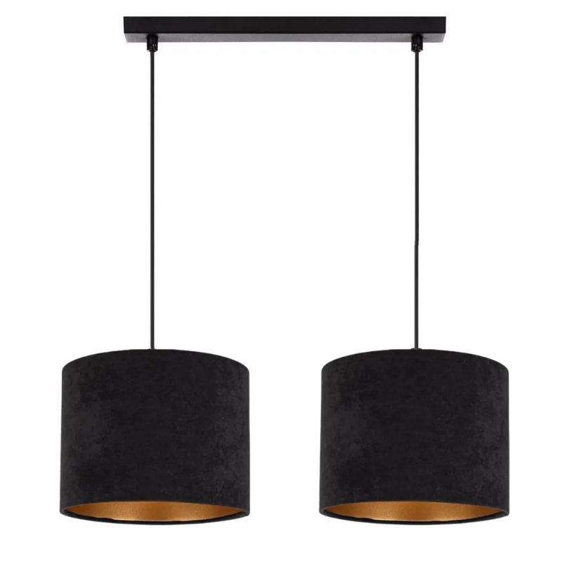 KLASYCZNA LAMPA WISZĄCA ŻYRANDOL ABAŻUR WELUR GOLD 2-pkt 3-pkt