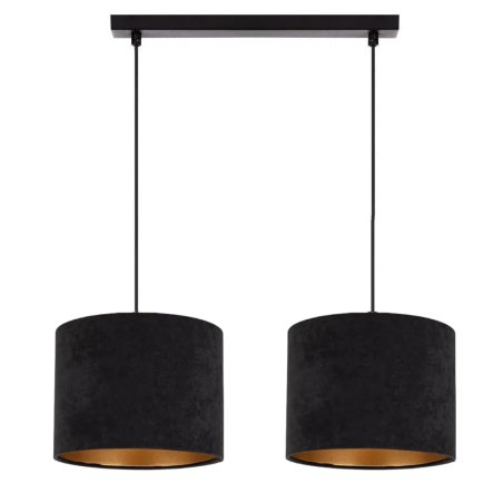 KLASYCZNA LAMPA WISZĄCA ŻYRANDOL ABAŻUR WELUR GOLD 2-pkt 3-pkt