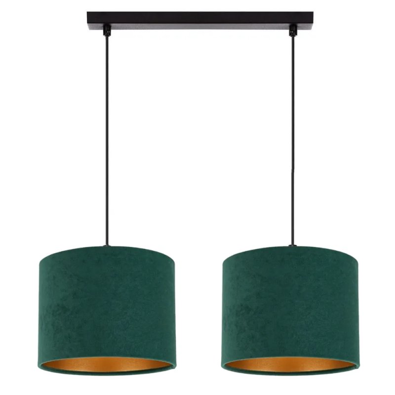 KLASYCZNA LAMPA WISZĄCA ŻYRANDOL ABAŻUR WELUR GOLD 2-pkt 3-pkt