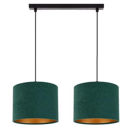 KLASYCZNA LAMPA WISZĄCA ŻYRANDOL ABAŻUR WELUR GOLD 2-pkt 3-pkt