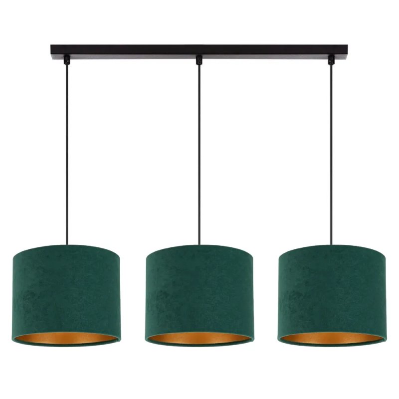 KLASYCZNA LAMPA WISZĄCA ŻYRANDOL ABAŻUR WELUR GOLD 2-pkt 3-pkt