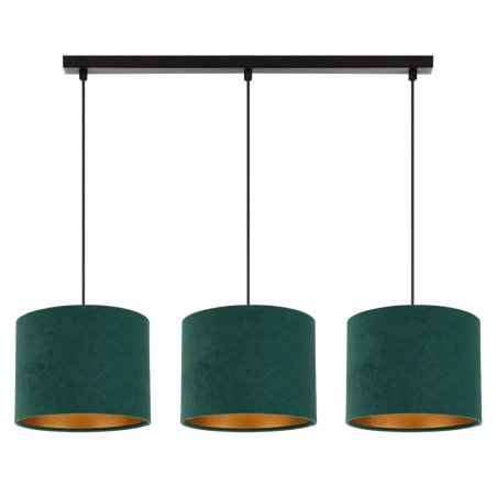 KLASYCZNA LAMPA WISZĄCA ŻYRANDOL ABAŻUR WELUR GOLD 2-pkt 3-pkt