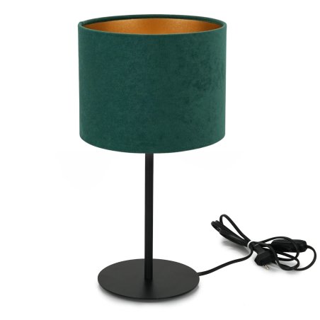 LAMPKA NOCNA BIURKOWA STOŁOWA GABINETOWA WELUR CZARNY E 27