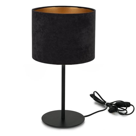 LAMPKA NOCNA BIURKOWA STOŁOWA GABINETOWA WELUR CZARNY E 27