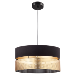 Nowoczesna lampa wisząca z dużym złotym abażurem 40 cm