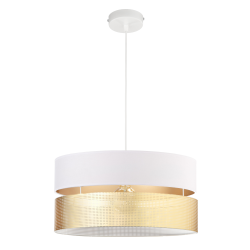 Nowoczesna lampa wisząca z dużym złotym abażurem 40 cm