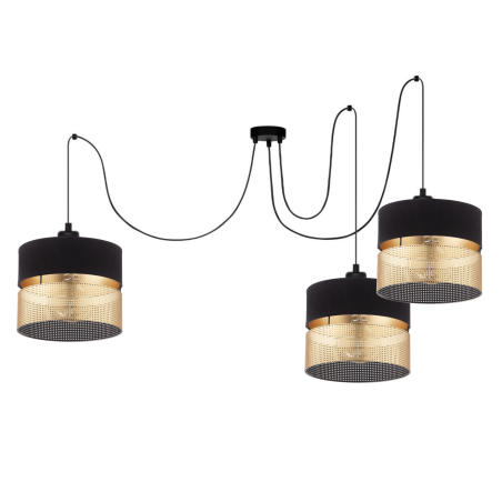 Dekoracyjny pająk z trzema abażurami złotymi