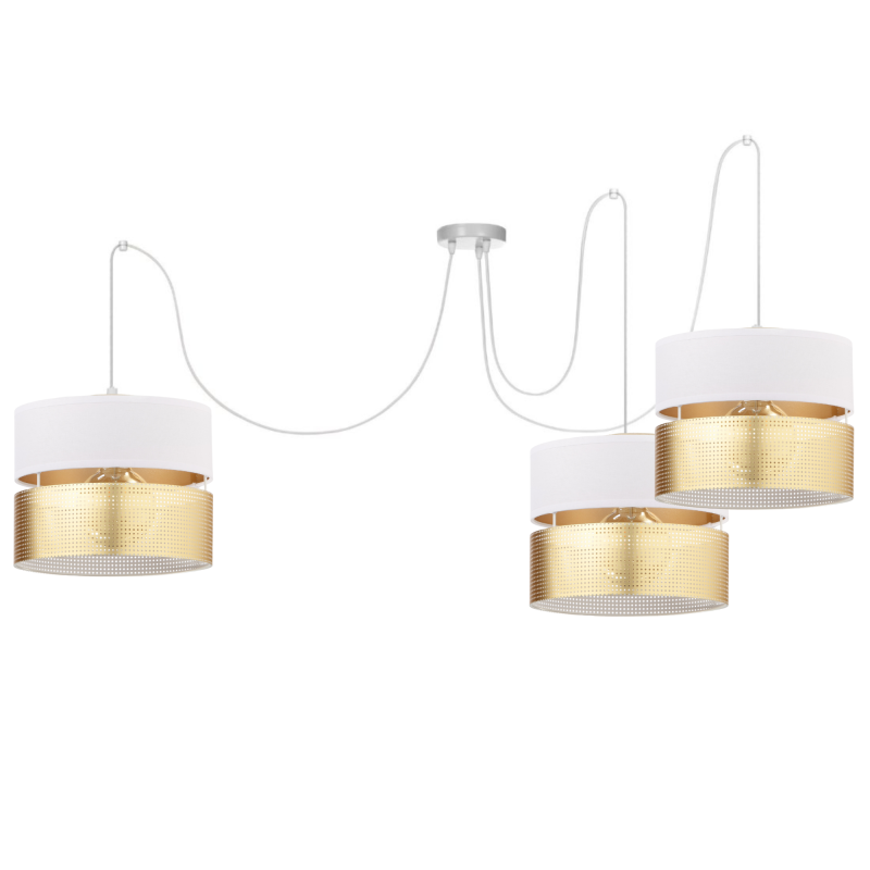 Dekoracyjny pająk z trzema abażurami złotymi