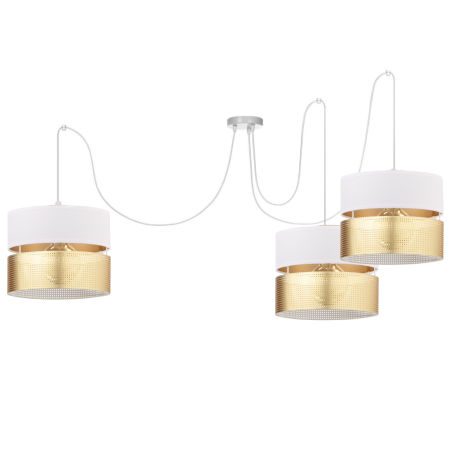 Dekoracyjny pająk z trzema abażurami złotymi