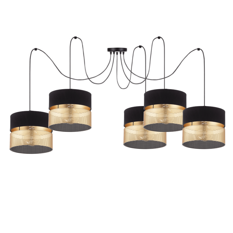 Dekoracyjny pająk 5-pkt z abażurami złotymi