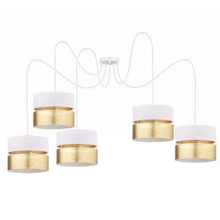 Dekoracyjny pająk 5-pkt z abażurami złotymi