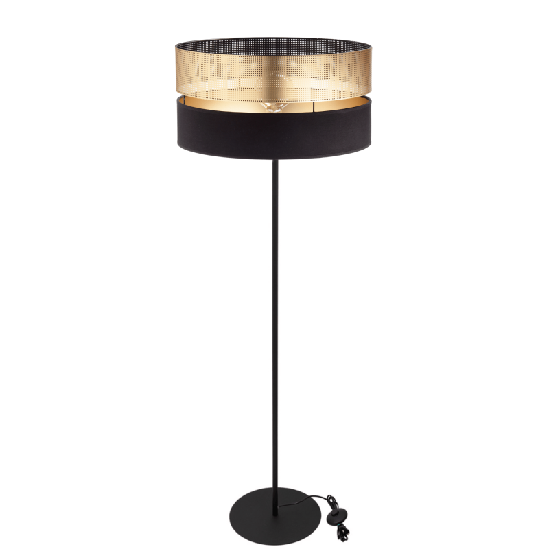 Nowoczesna lampa podłogowa z abażurem złotym 40 cm