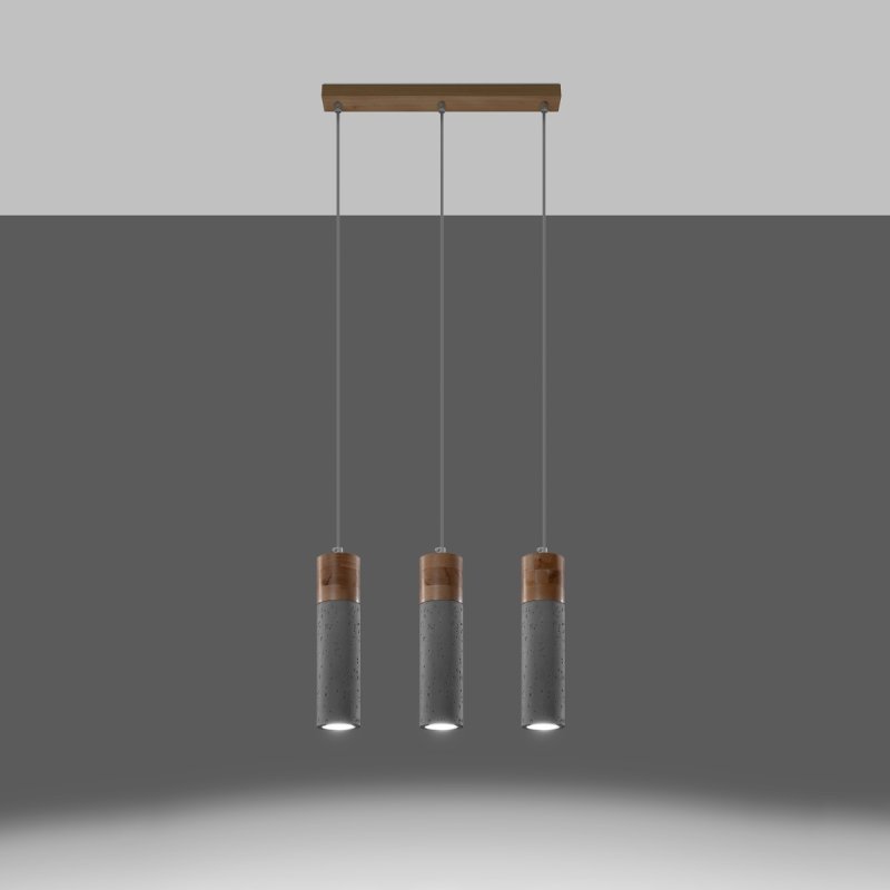 Lampa wisząca ZANE 3 szara