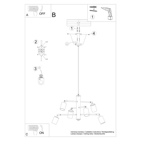 Żyrandol LEMMI 6 biały