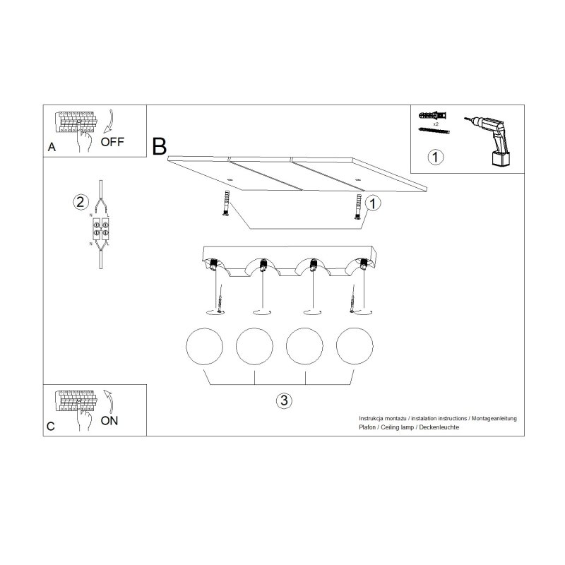 Plafon BULBO 4 naturalne drewno