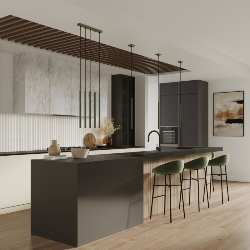 Lampa wisząca PASTELO 5P zielona oliwka