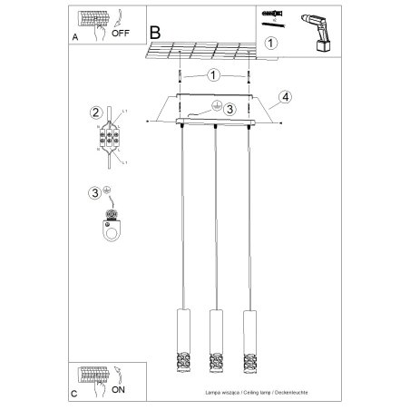 Lampa wisząca LIRO 3L biały
