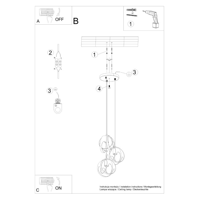 Lampa wisząca TULOS 3P czarna