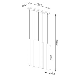 Lampa wisząca PASTELO 5L złota