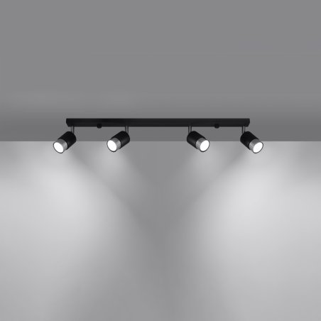 Plafon NERO 4 czarny/chrom