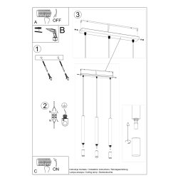 Lampa wisząca WEZYR 3 czarna