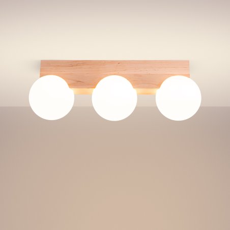 Plafon BULBO 3 naturalne drewno