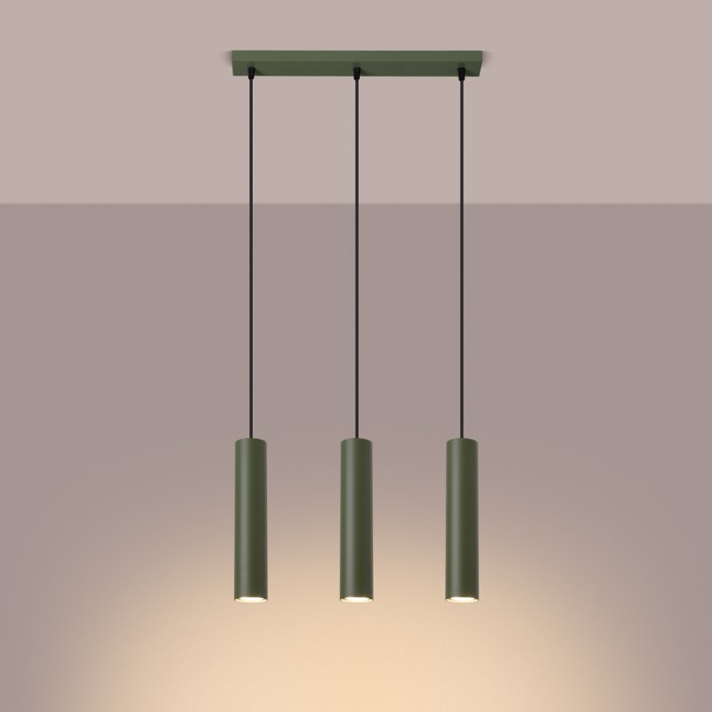 Lampa wisząca LAGOS 3L zielona oliwka