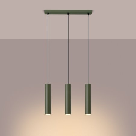 Lampa wisząca LAGOS 3L zielona oliwka