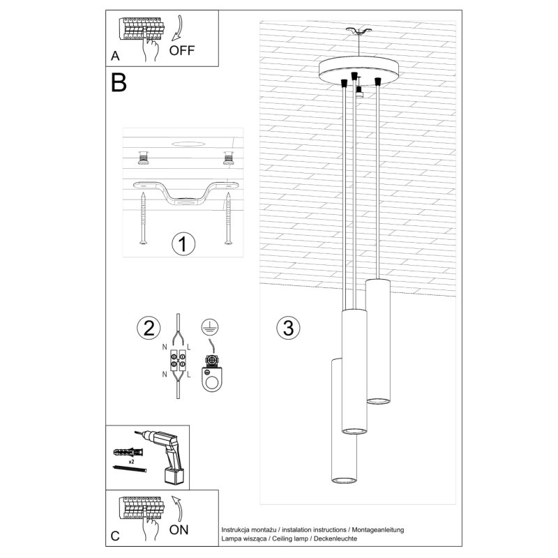 Lampa wisząca LAGOS 3P beżowa