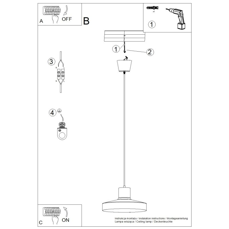 Lampa wisząca BILO ochra czerwona