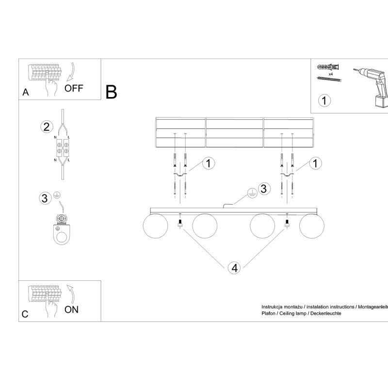 Plafon YOLI 4 biały