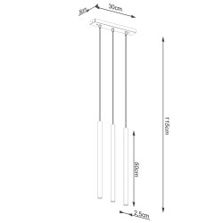 Lampa wisząca PASTELO 3L złota