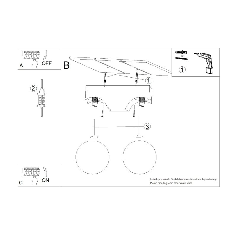 Plafon BULBO 2 naturalne drewno