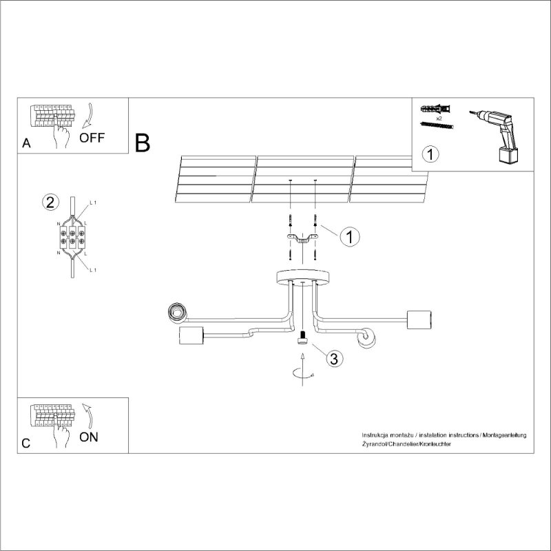 Żyrandol TIMBO 4 czarny