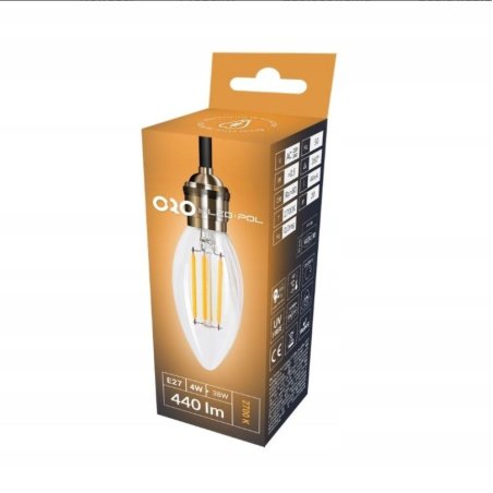 ŻARÓWKA LED E27 440LM 4W=38W DW BIAŁE ŚWIATŁO 4000K WĄSKA OZDOBNA