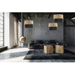 LAMPA WISZĄCA ŻYRANDOL SPIDER ABAŻUR Z DZIURKAMI DREWNO E27 BIAŁY / CZARNY 3-PKT 5-PKT