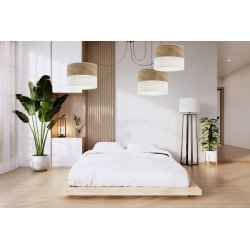 LAMPA WISZĄCA ŻYRANDOL SPIDER ABAŻUR Z DZIURKAMI DREWNO E27 BIAŁY / CZARNY 3-PKT 5-PKT