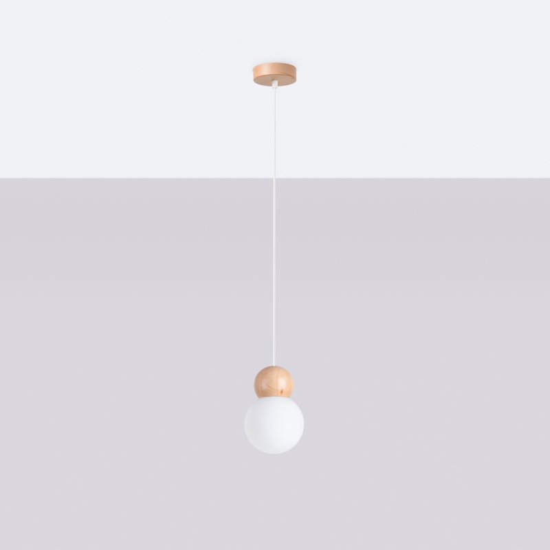 Lampa wisząca PEKKA 1 biała/naturalne drewno