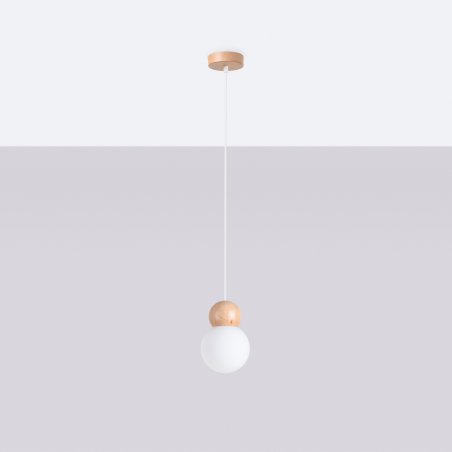 Lampa wisząca PEKKA 1 biała/naturalne drewno