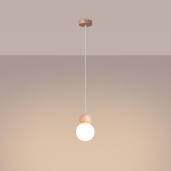 Lampa wisząca PEKKA 1 biała/naturalne drewno