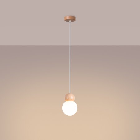 Lampa wisząca PEKKA 1 biała/naturalne drewno